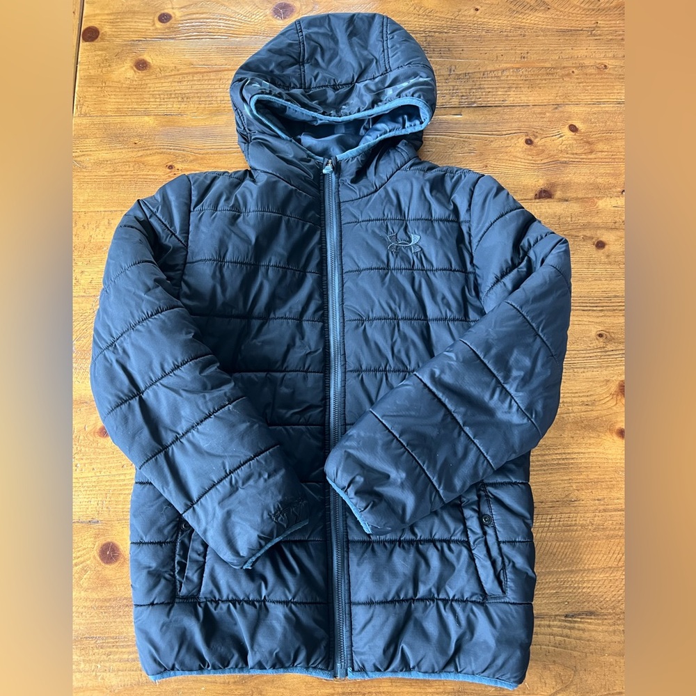 Black Under Armour Boys Pronto Puffer Jacket Mid Weight Sz Youth Medium YMD